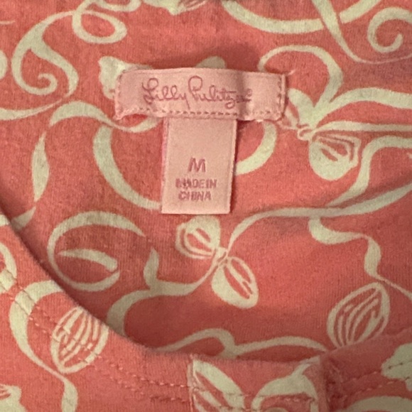 Lilly Pulitzer 2-Piece Pajama Set Buttondown Top & Pants Women Medium Pink Bows - Picture 9 of 9